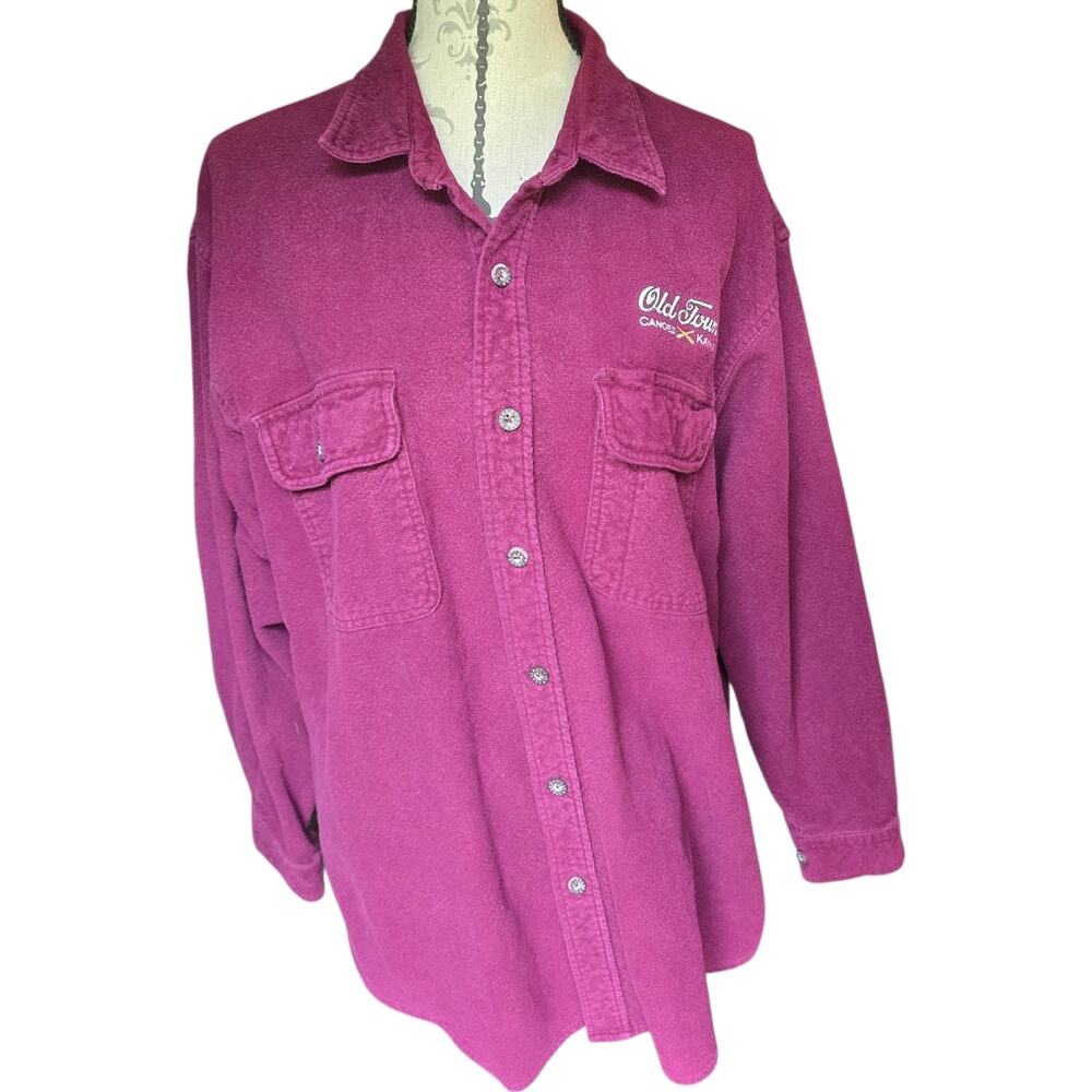Old Town Canoes Maine Red Flannel Button Up Size XL Moose Creek Boho Gorpcore